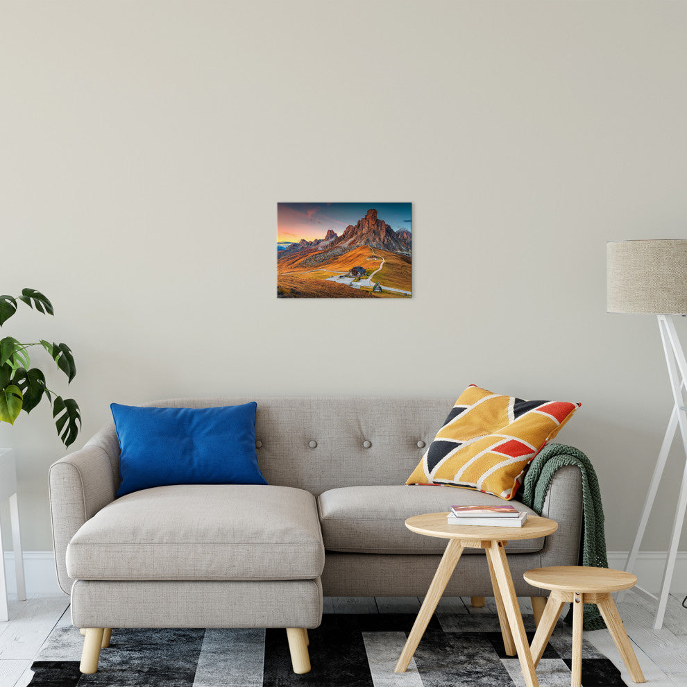 Sunset and Alpine Mountain Pass Landscape Photo Canvas Wall Art Print, 12" X 16"