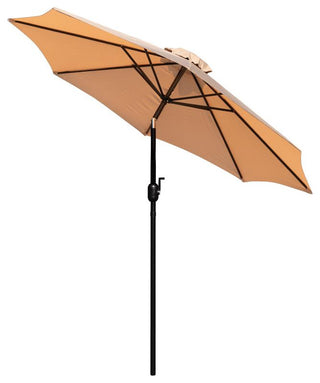 3 Pc Patio Table Set -30" x 48" Square Teak Patio Table w/Umbrella & Base, Tan