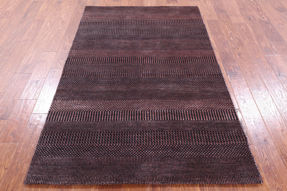 4' 1" X 6' 7" Wool and Silk Handmade Savannah Grass Rug Q11990