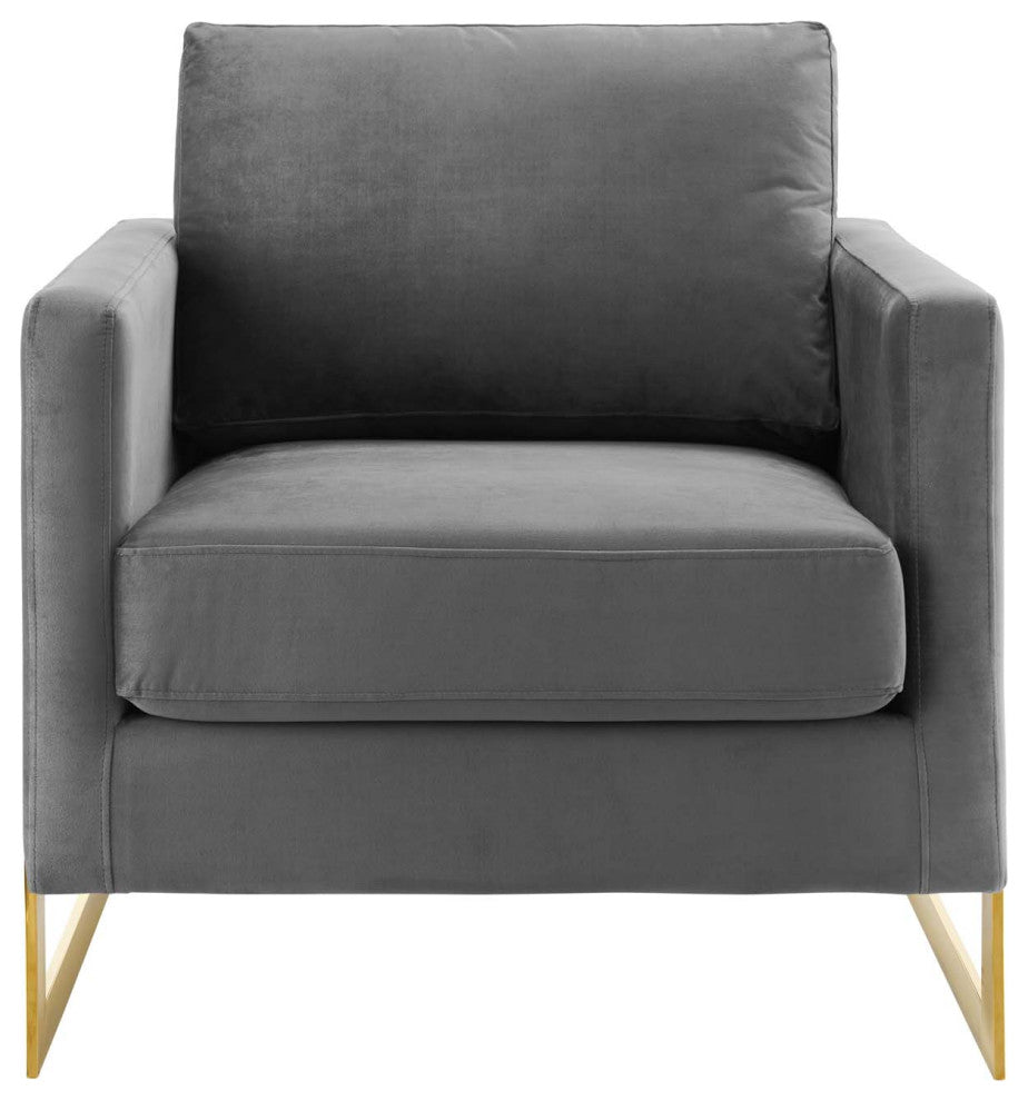 Posse Performance Velvet Accent Chair Gold Gray