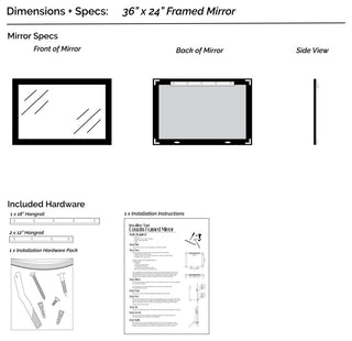 Meade Framed Wall Mirror, Black, 36"x24"