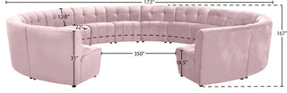 Limitless Velvet Upholstered 14-Piece Modular Sectional, Pink