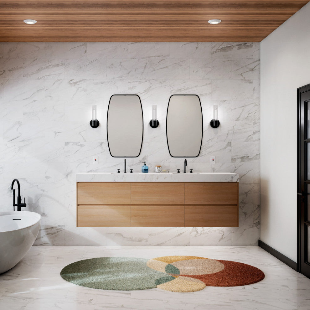 Aviv 13" 1 Light Wall Sconce With Clear Glass, Black