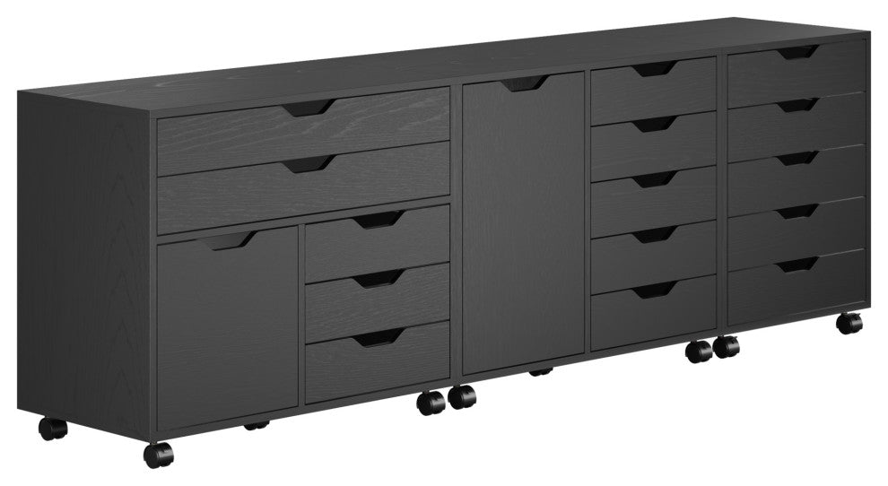 Halifax 3-Pc Storage Cabinet Set, Black