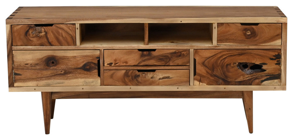 Madrid Live Edge Suar Wood Media Center/Buffet With cabinet 2 Doors/4 Drawers