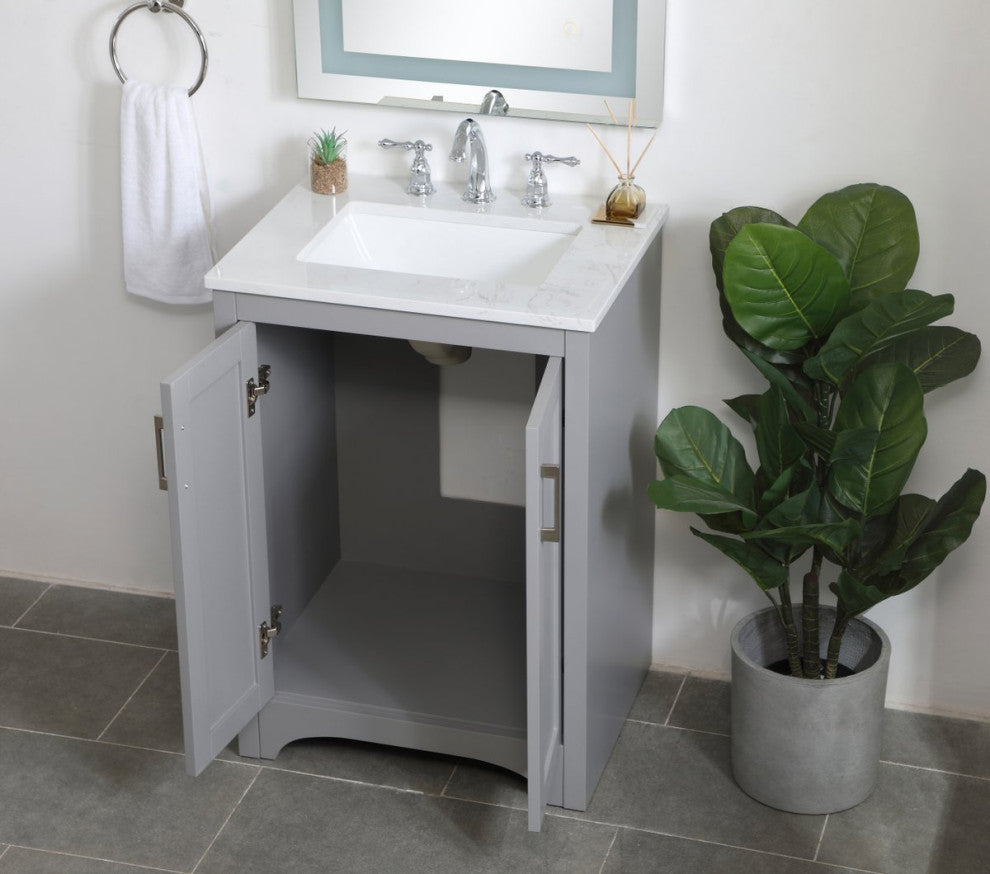 24" Single Bathroom Vanity, Gray