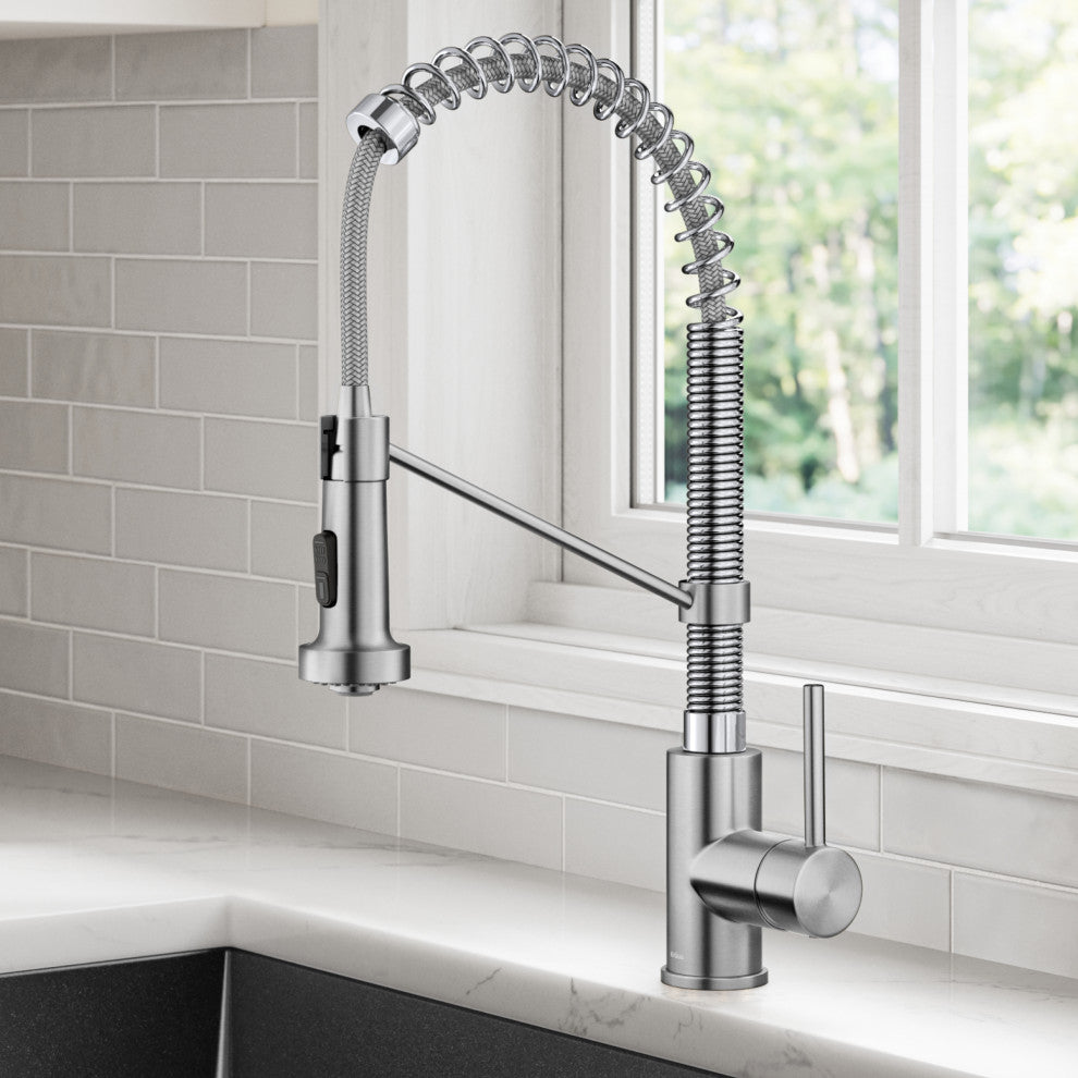 Bolden Commercial Style 2-Function Pull-Down 1-Handle 1-Hole Kitchen Faucet, Spot-Free Stainless Steel/ Chrome