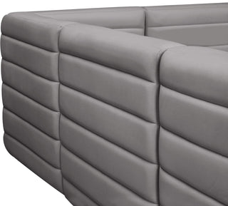 Quincy Velvet Upholstered 5-Piece L-Shaped Modular Sectional, Grey