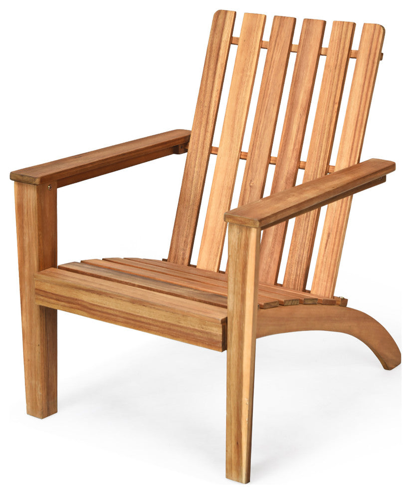 Costway Patio Acacia Wood Chair Lounge Armchair Durable Outdoor Garden Yard