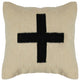 Swiss Cross Cotton Wool Throw Pillow, Black and Natural
