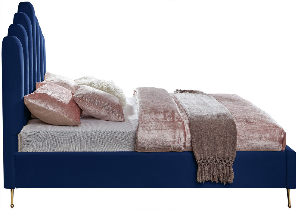 Lily Velvet Bed, Navy, Full