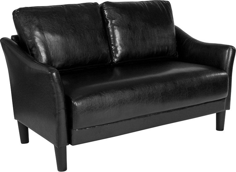 Asti Upholstered Loveseat, Black Leather