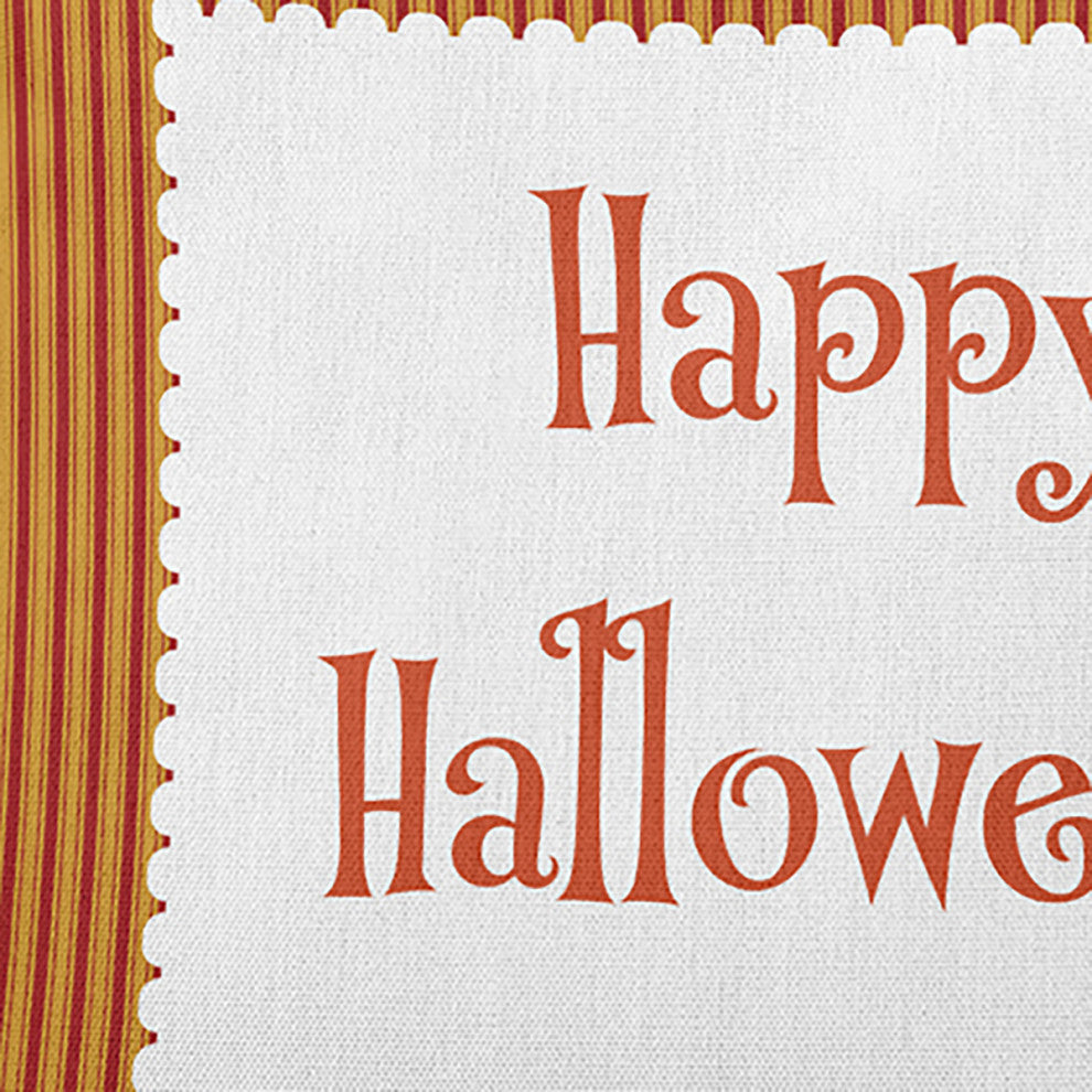 Happy Halloween Ticking Accent Pillow, Dark Red, 20"x20"