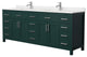 84"DBL Bathroom Vanity Green, Carrara Cult.Marble Countertop, Sinks, Nickel Trim