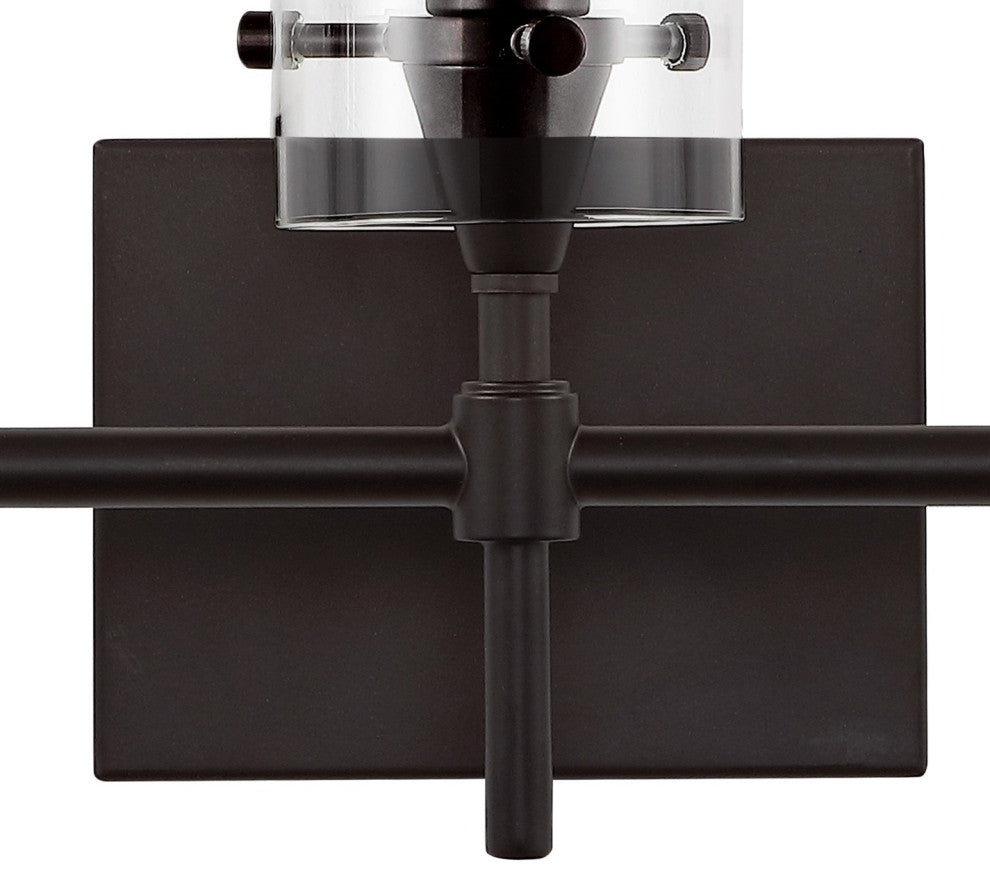 Cato 21.25" 3-Light Modern Farmhouse Iron/Glass Vanity, Oil Rubbed Bronze/Clear