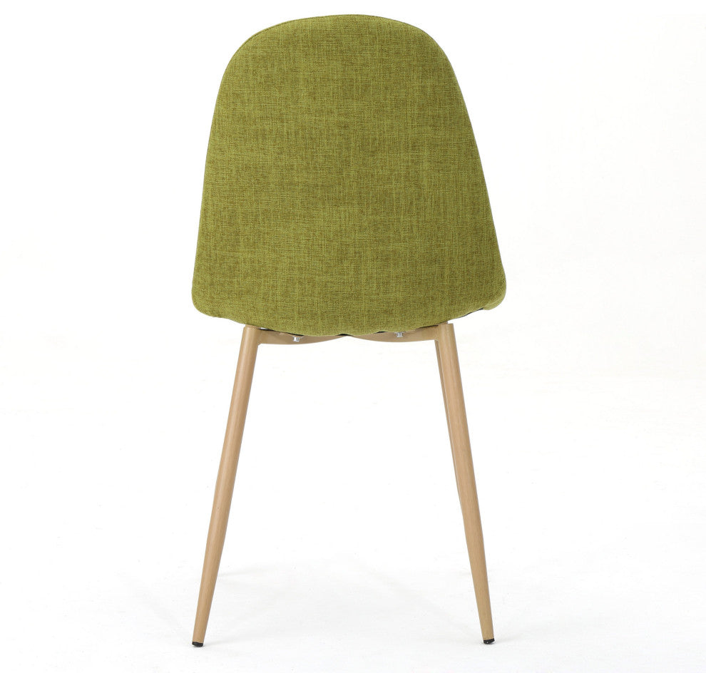GDF Studio Resta Fabric Dining Chairs With Wood Finished Metal Legs, Set of 2, Green/Light Brown