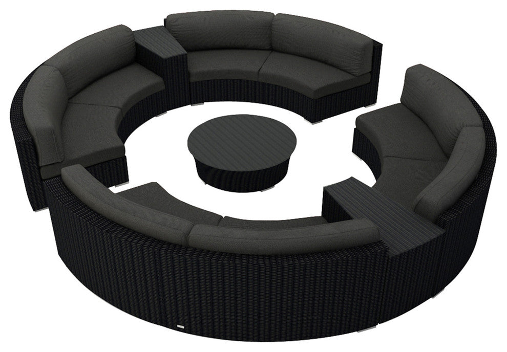 Urbana 7 Piece Curve Sectional Set, Canvas Charcoal