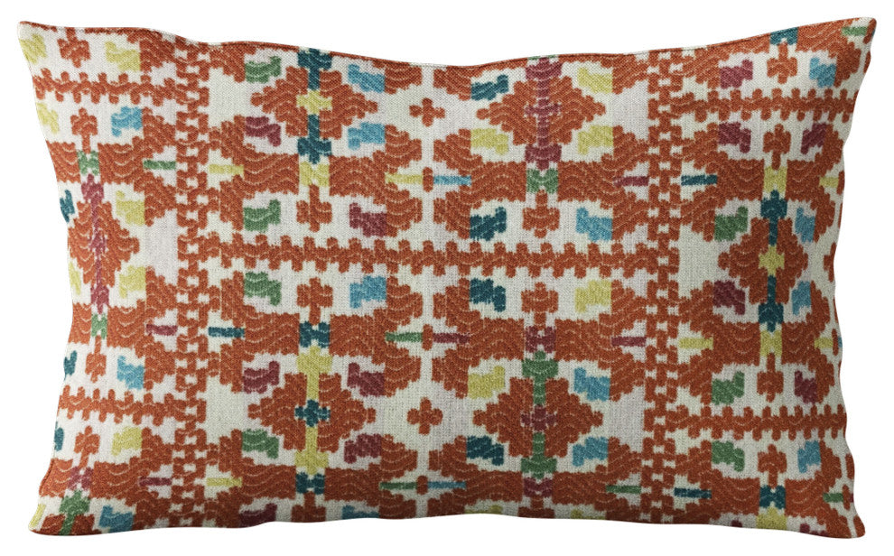 Plutus Multi-Color Morocco Damask Luxury Throw Pillow, 20"x30"