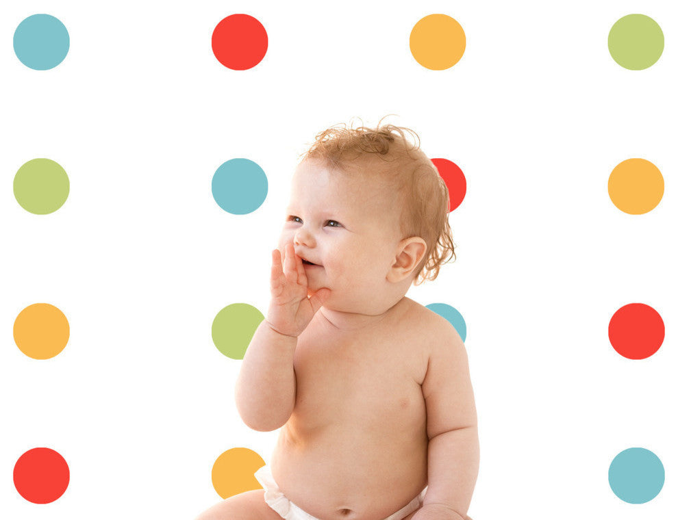Polka Dot Fabric Wall Decals, Set of 48, 4" Polka Dots, Rainbow