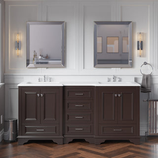 Nantucket 72" Double Bath Vanity, Chocolate, Quartz