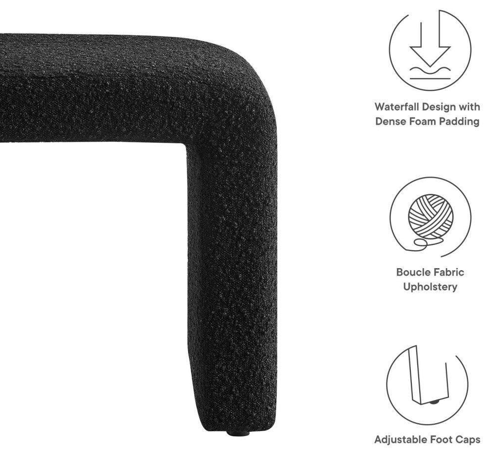Simba Boucle Fabric Waterfall Stool - Black