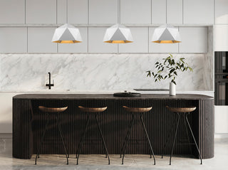 Black Shade, Inner Gold Interior Single Pendant Light, White/Silver