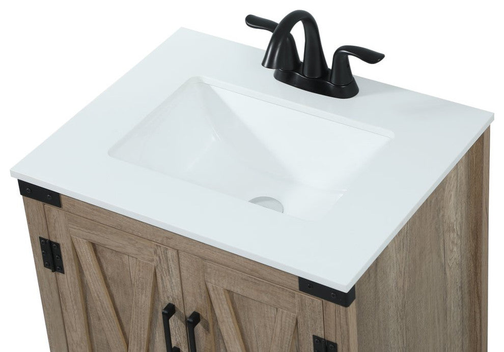 Home Living 19" Farmhouse Natural Oak-Light Bathroom Vanity