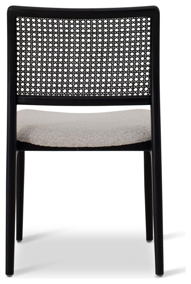 Charlotte Cane Side Chair, Boucle Crafted Glaze Seat, Ebano Frame, Ebano Webbing