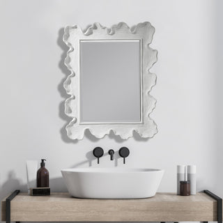 Uttermost Sea Coral Coastal Glass and Resin Mirror in Matte White