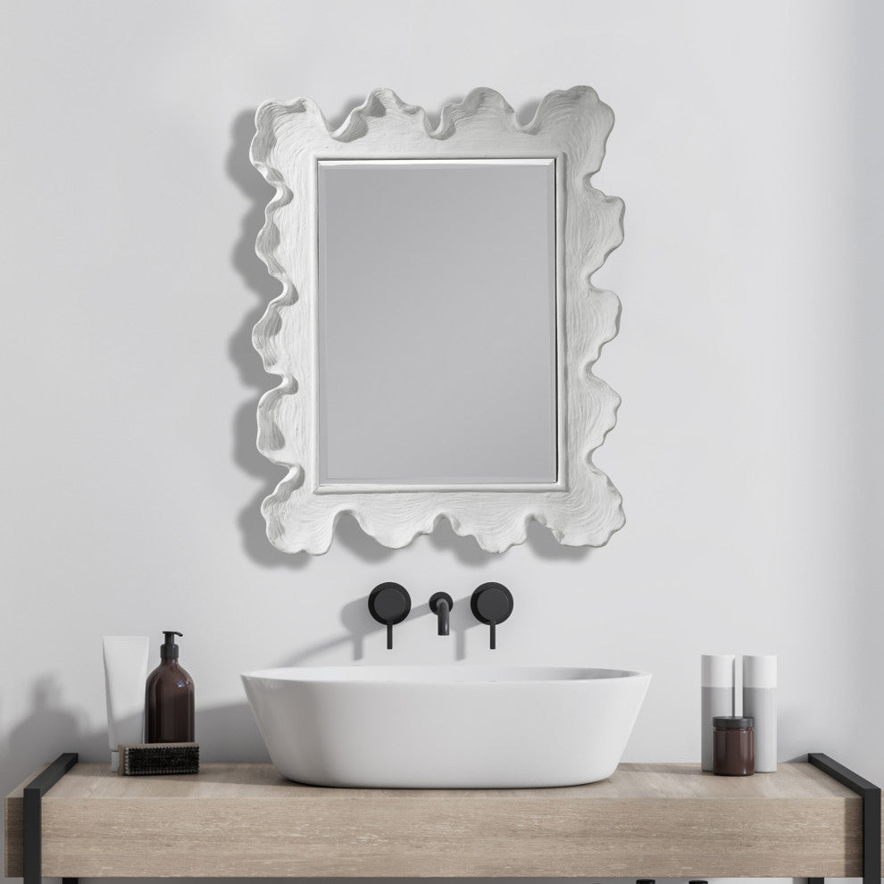 Uttermost Sea Coral Coastal Glass and Resin Mirror in Matte White