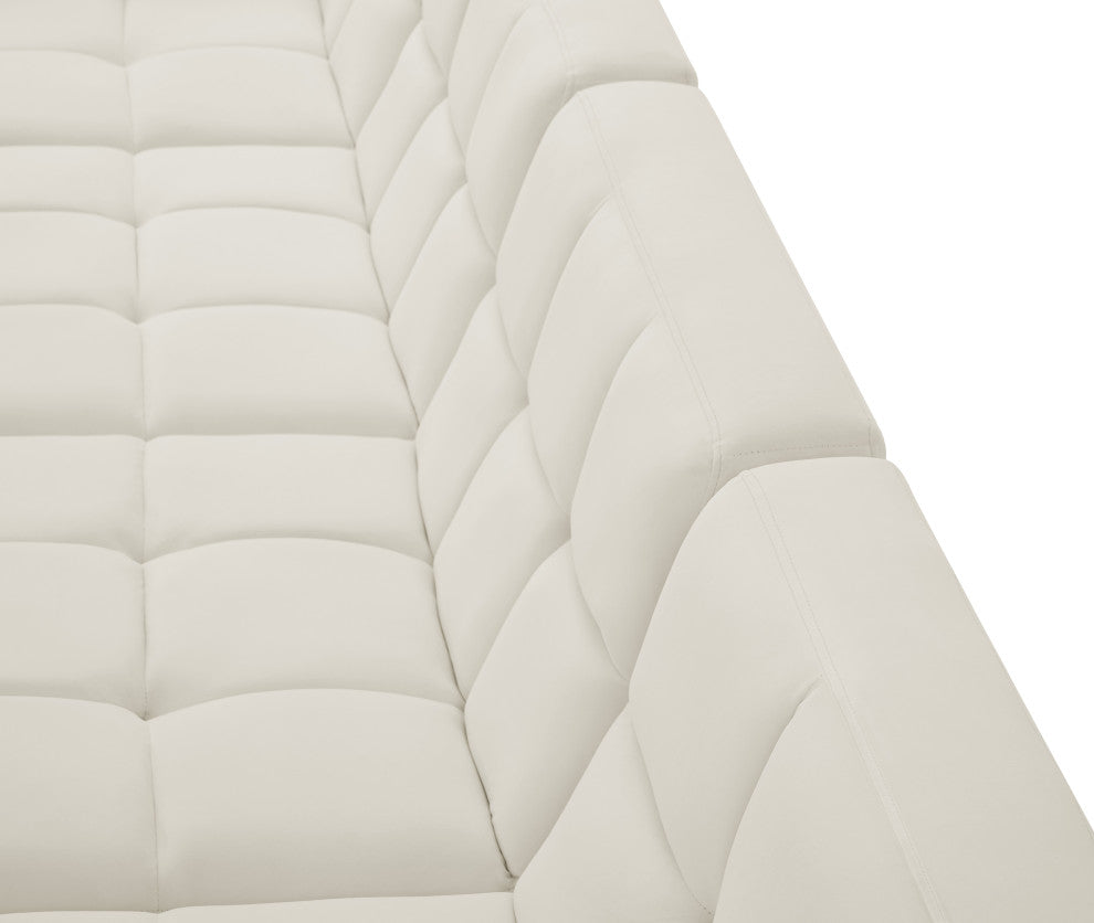 Relax Velvet Upholstered 6-Piece U-Shaped Modular Sectional, Cream