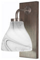 Oxbridge Sconce, Graphite & Painted Distressed Wood-look Metal, 6.25" Onyx Swirl