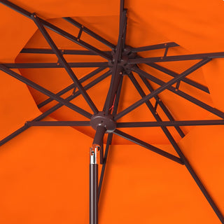 Safavieh Outdoor Zimmerman 9ft Double Top Market Umbrella Orange/White Trim