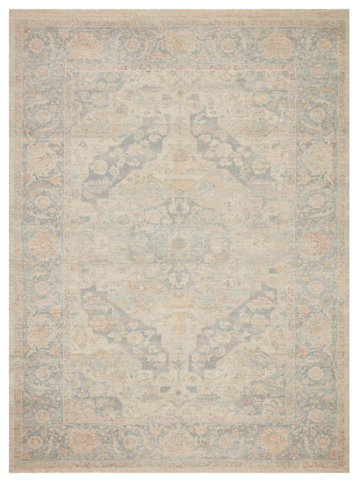 Priya PRY-08 Bone/Bluestone 3'6"x5'6" Area Rug