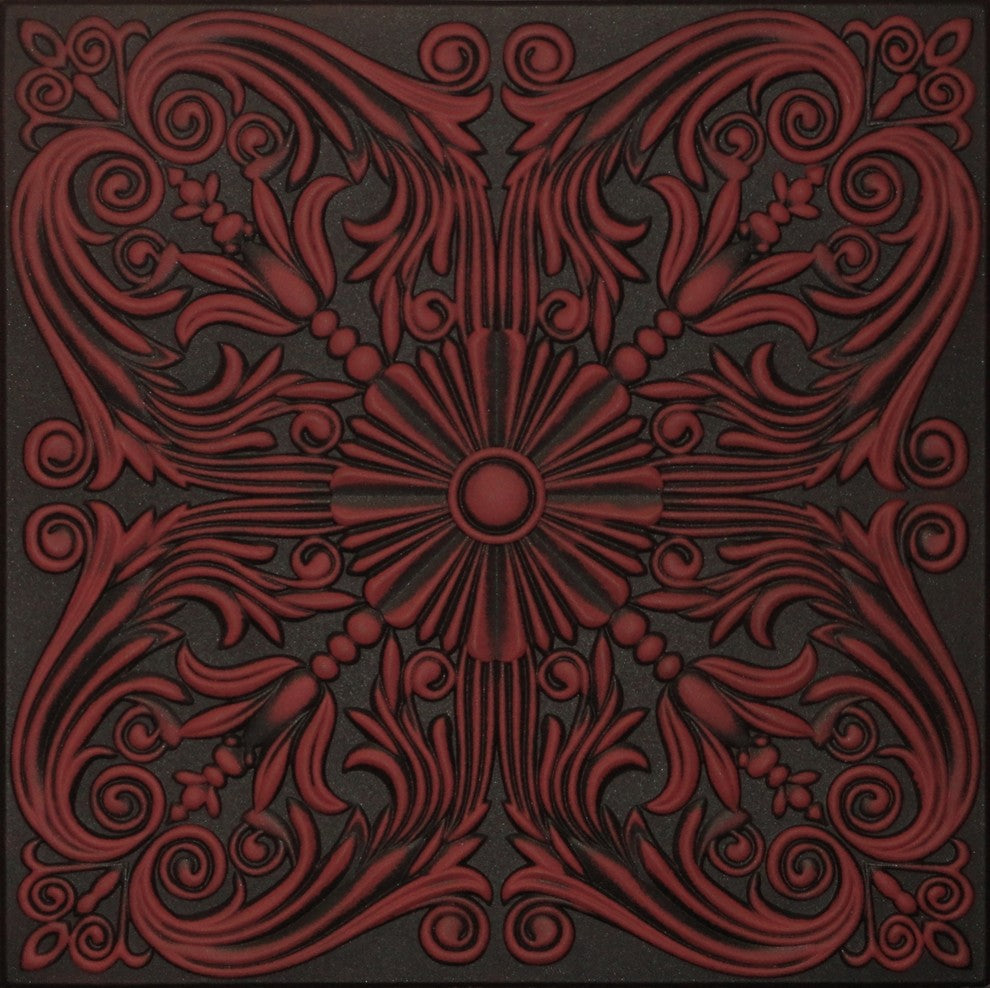 20"x20" R39 Styrofoam Ceiling Tile, Black Crimson