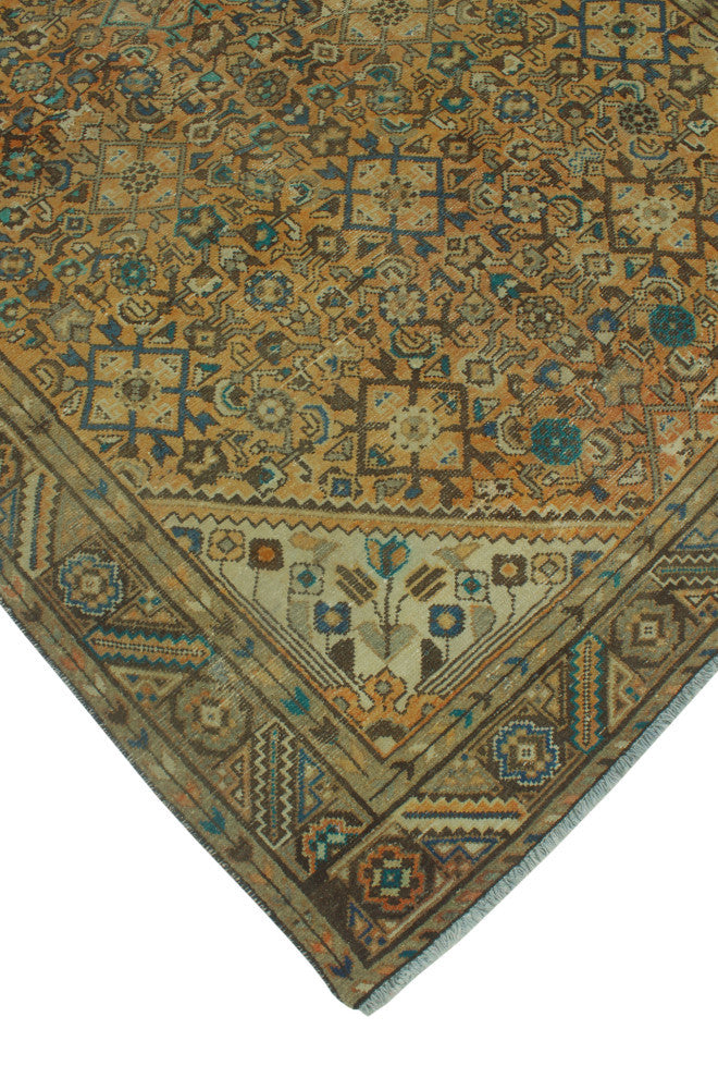 Fine Vintage Distressed Leif Rust/Blue Runner, 4'9x10'10