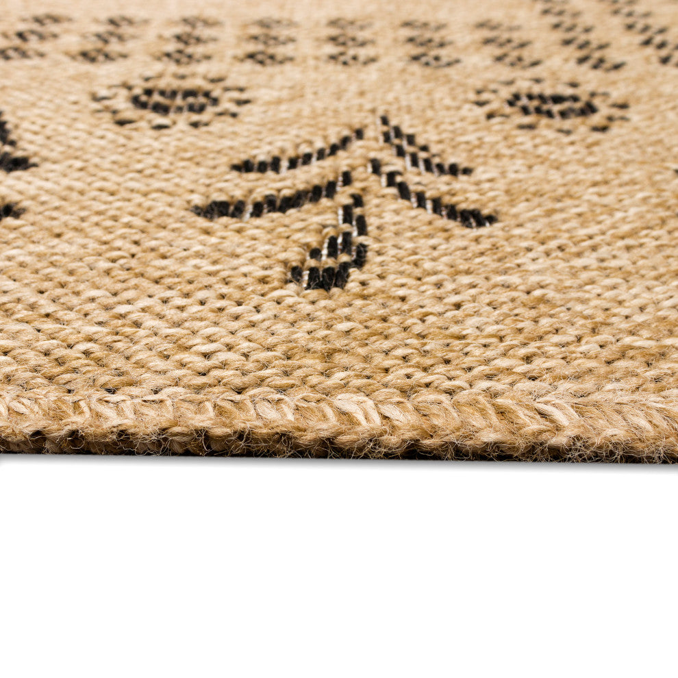 Sahara Block Print Border Indoor/Outdoor Rug Natural 1'11"x7'6"