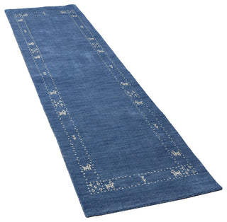 HAND KNOTTED LOOM WOOL ECO-FRIENDLY AREA RUGS - Runner, Blue, Contemporary