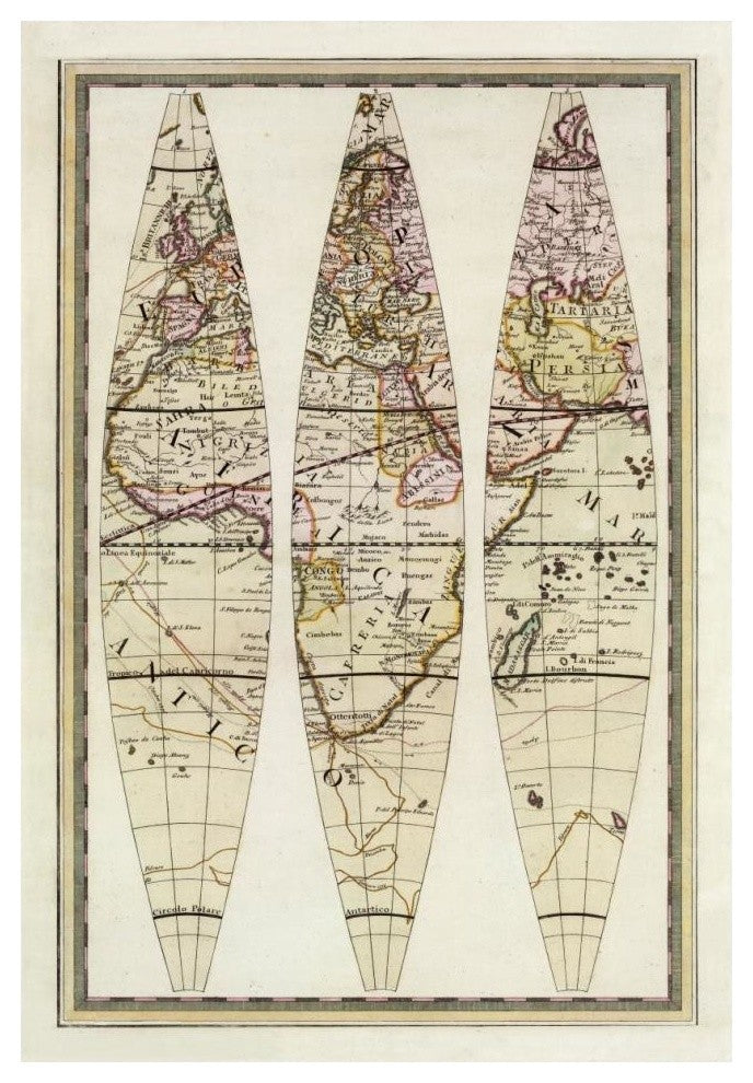 "Globo Terrestre IV, 1792" Print by Giovanni Maria Cassini, 29"x42"