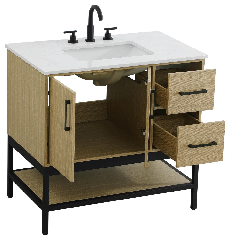 Home Living 36" Single Bathroom Vanity, Honey Brown
