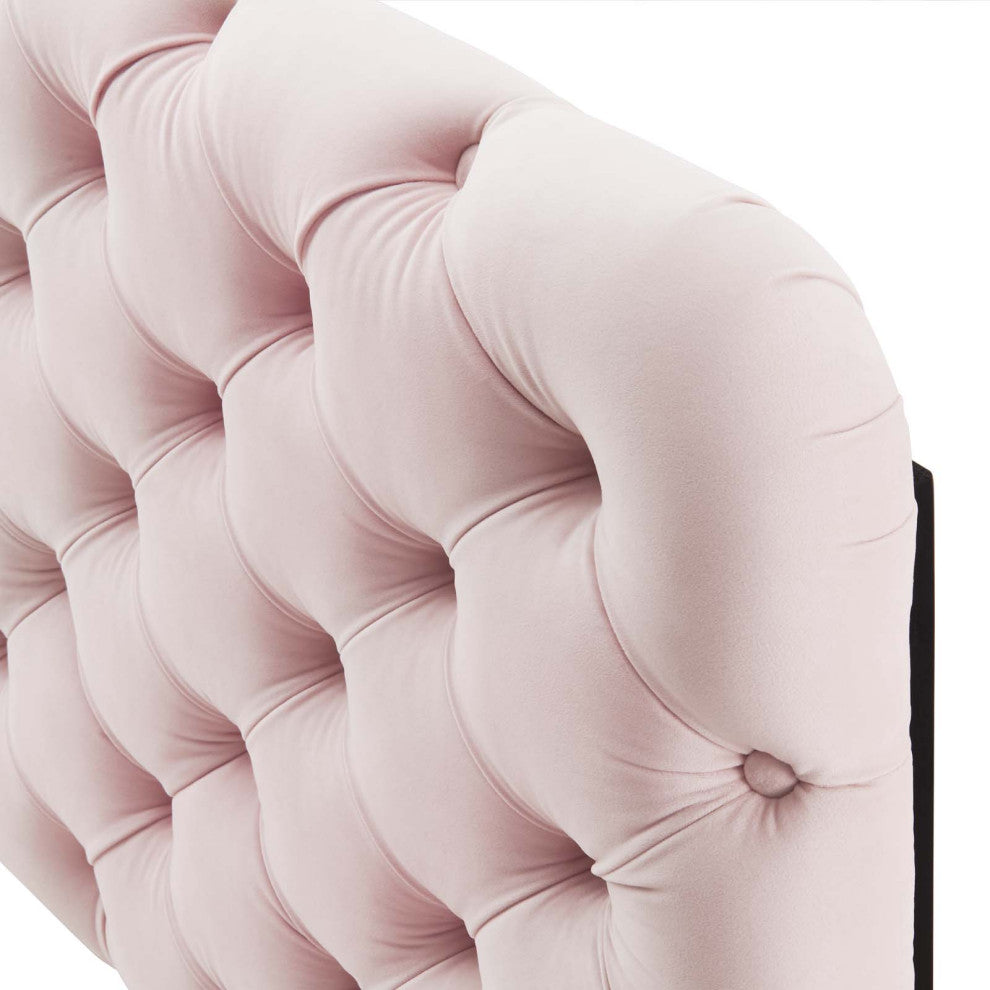 Tufted Headboard, Twin Size, Velvet, Pink, Modern Contemporary, Bedroom Master