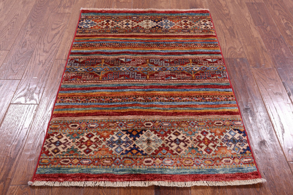 2' 8" X 3' 10" Super Kazak Khorjin Handmade Wool Rug Q11035