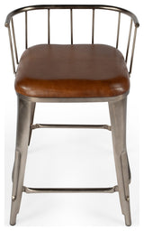Butler Coriander Iron and Leather Counter Stool