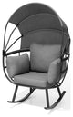 Egg Chair Outdoor Aluminum Rocking Lounge With Folding Canopy in Gray Finish, Gray