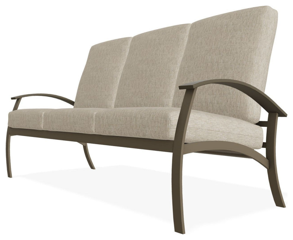 Belle Isle Cushion 3-Seat Outdoor Sofa, Grasscloth Dune/Beachwood