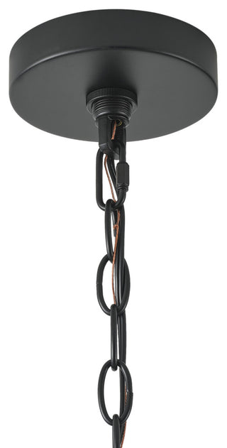 Matte Black 4-Light Metal Pendant Light With Brown Drum Shade