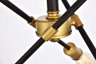 Elegant Lighting LD8003D17 Axel 6 Light 17"W Semi-Flush Ceiling - Black / Brass