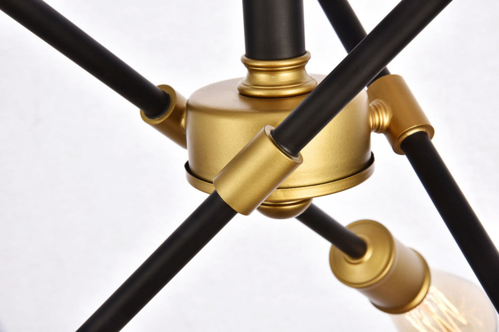 Elegant Lighting LD8003D17 Axel 6 Light 17"W Semi-Flush Ceiling - Black / Brass