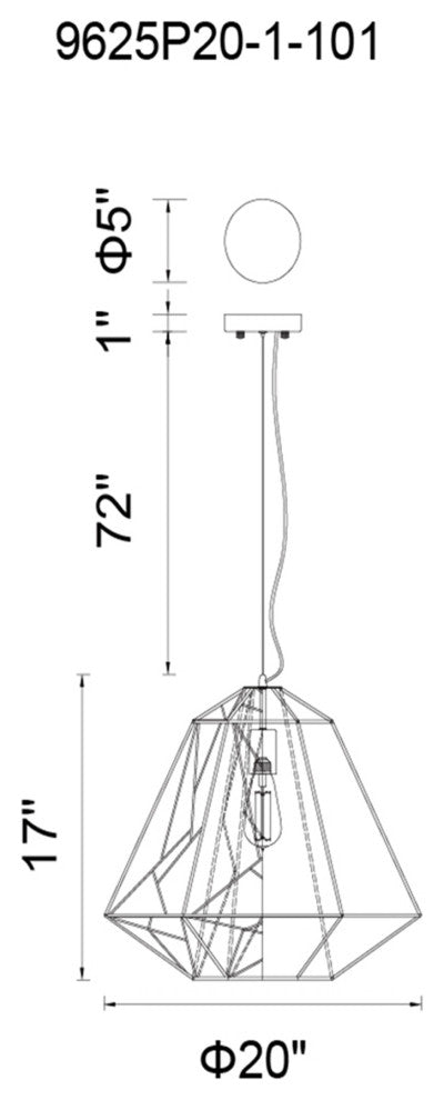 Bagheera 1 Light Down Pendant With Black Finish