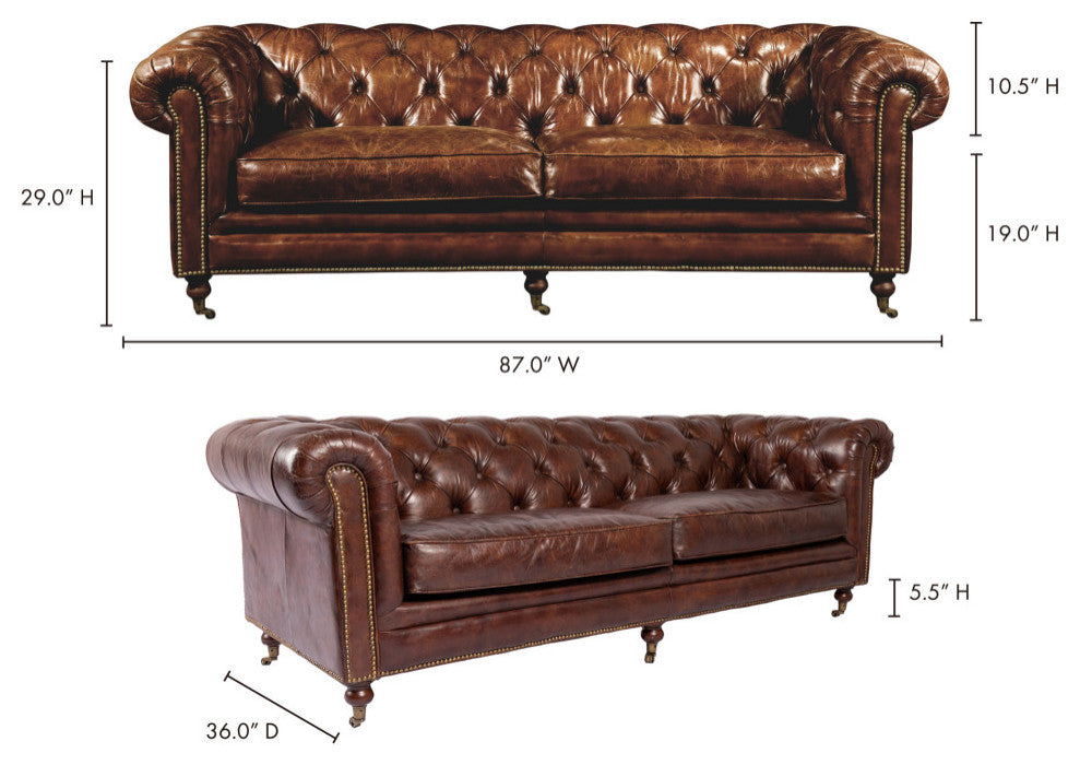 Birmingham Sofa Cappuccino Brown Leather